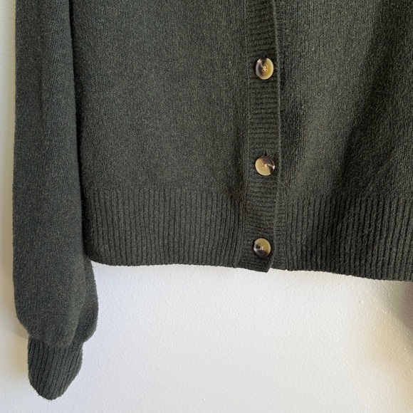 Gap Dark Green Button-Up Cardigan Sweater, V-Neck, Rib Trim, Size Medium - Picture 6 of 8